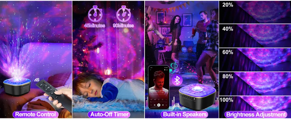 Bozhihong Galaxy Projector Star Projector Night Light with Remote Control/Timer Function/Built-in Music Light Projector with 8 Lighting Modes for Kids Baby Adults Bedroom Decor/Party/Gift(Black) - Star projector