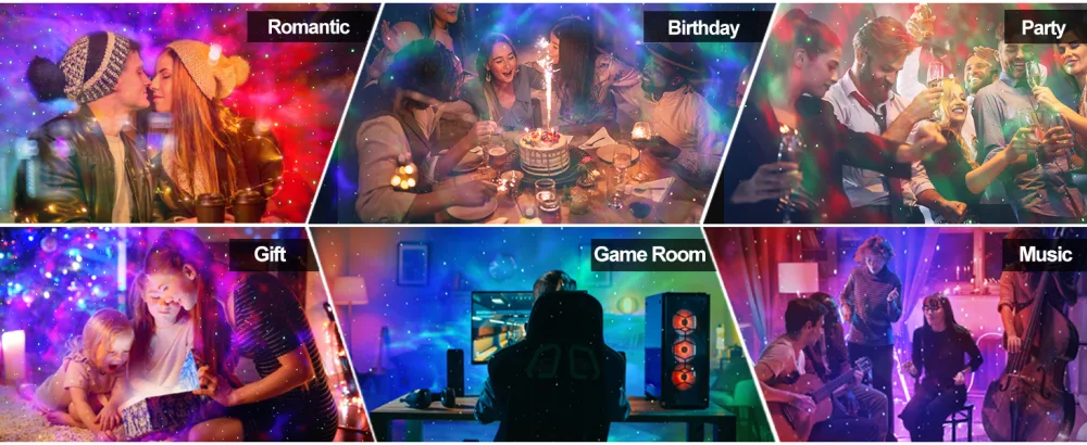 Bozhihong Galaxy Projector Star Projector Night Light with Remote Control/Timer Function/Built-in Music Light Projector with 8 Lighting Modes for Kids Baby Adults Bedroom Decor/Party/Gift(Black) - starry night light projector