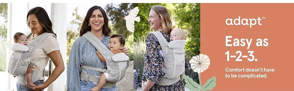 Ergobaby Adapt Carrier for Newborns from Birth 3 Positions SoftFlex Mesh Ergonomic Baby Front-Inward and Back Carry Position Graphite Grey Graphite Grey SoftFlex Mesh - made with softflex mesh