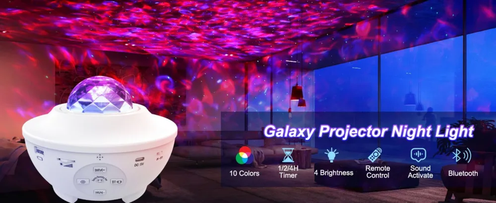 Galaxy Light Projector Star Projector with Remote Control 10 Change Colors Led Projector Light Built-in Bluetooth Music Speaker & Timer for Baby Ambiance Light Room Decor Festival Gift White - star projector