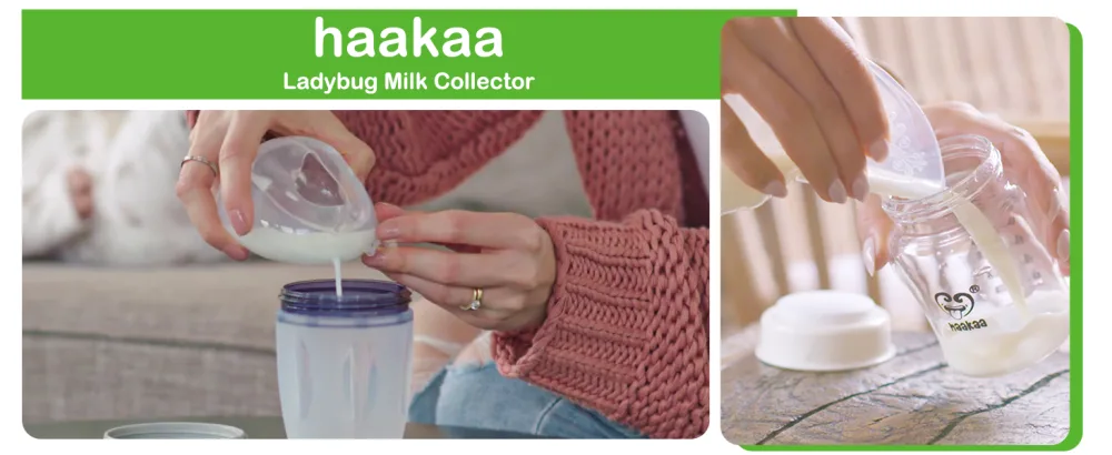 haakaa 100ml Manual Breast Pump and 75ml Wearable Ladybug Breast Milk Collector Combo for Breastfeeding 100ml Pump*1+Ladybug Collector*2 - haakaa