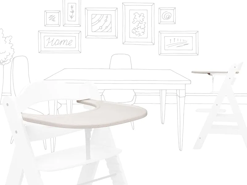 Hauck Alpha+ Click Tray Grey - Just Seconds to Remove and Fix Large Plastic Highchair Tray Easy to Clean - Easy to install click tray for the Alpha+ wooden highchair for children from 6 months onward