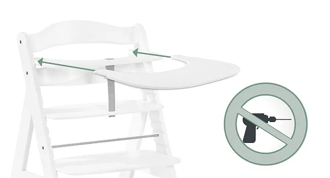 Hauck Alpha+ Click Tray Grey - Just Seconds to Remove and Fix Large Plastic Highchair Tray Easy to Clean - No tool installation only click onto the Alpha+ highchair usable at any time