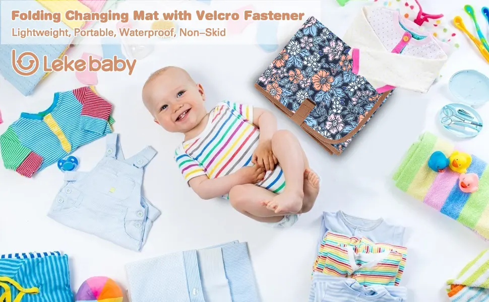 Lekebaby Nappy Changing Mat Foldable Baby Changing Mat Travel Changing Mat Portable Baby Change Mat Flower Cartoon - Lekebaby changing mat