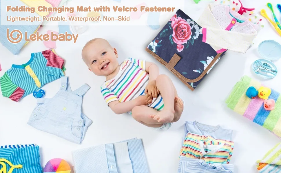 Lekebaby Nappy Changing Mat Foldable Baby Changing Mat Travel Changing Mat Portable Baby Change Mat Queen Lagerstroemia - Lekebaby changing mat