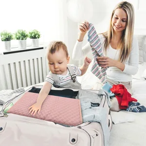 Lekebaby Nappy Changing Mat Foldable Baby Changing Mat Travel Changing Mat Portable Baby Change Mat Quilted Pink - travel changing mat