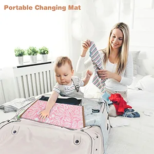 Lekebaby Nappy Changing Mat Foldable Baby Changing Mat Travel Changing Mat Portable Baby Change Mat Willow Branch Pink - travel changing mat