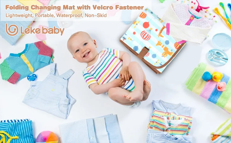 Lekebaby Nappy Changing Mat Portable Changing Mat Foldable Baby Changing Mat Travel Changing Mat Portable Baby Change Mat Hot air balloon - Lekebaby changing mat