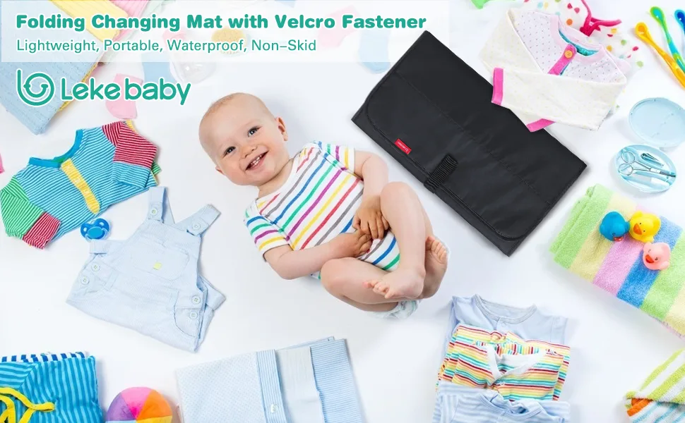 Lekebaby Portable Chaging Mat Nappy Changing Mat Foldable Baby Changing Mat Travel Changing Mat Portable Baby Change Mat Black Black Basic Version - Lekebaby changing mat