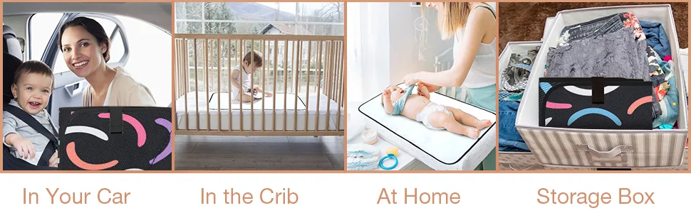 Lekebaby Portable Changing Mat Nappy Changing Mat Foldable Baby Changing Mat Travel Changing Mat Portable Baby Change Mat Color Bar - baby changing mat