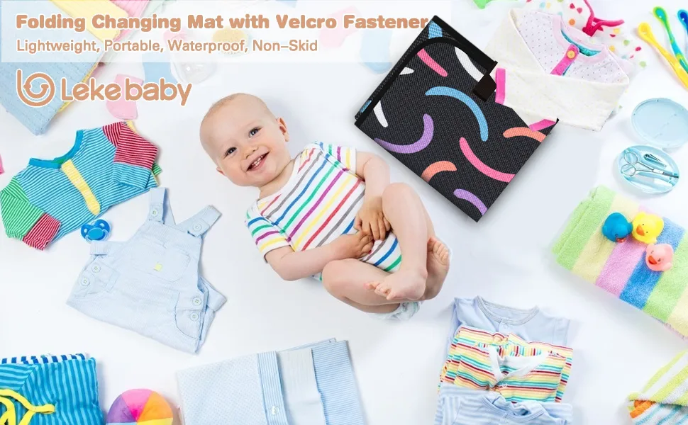 Lekebaby Portable Changing Mat Nappy Changing Mat Foldable Baby Changing Mat Travel Changing Mat Portable Baby Change Mat Color Bar - Lekebaby changing mat