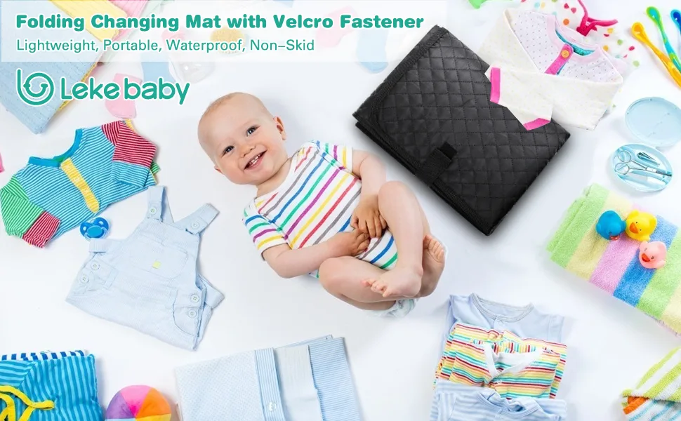 Lekebaby Portable Changing Mat Nappy Changing Mat Foldable Baby Changing Mat Travel Changing Mat Portable Baby Change Mat Quilted Black Black Quilting - Lekebaby changing mat