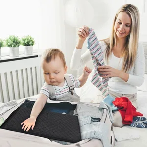Lekebaby Portable Changing Mat Nappy Changing Mat Foldable Baby Changing Mat Travel Changing Mat Portable Baby Change Mat Quilted Black Black Quilting - travel changing mat