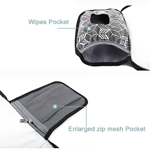 Lekebaby Portable Nappy Changing Mat Travel Baby Change Mat with Wipe-Pocket and Head Cushion Grey A-Grey - large changing mat