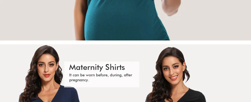 Love2Mi Maternity Nursing Shirt Short Sleeve V-Neck Breastfeeding T-Shirt Pregnancy L Dark White Stripe - UKNTZ001-2