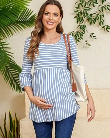Love2Mi Maternity Nursing Shirt Short Sleeve V-Neck Breastfeeding T-Shirt Pregnancy XL Grey Point - AT0053