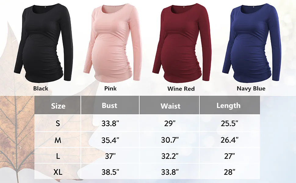 Love2Mi Women Maternity Tops Round Neck Maternity Clothes Long Sleeve Shirts XL Gray White Stripe - product information 9