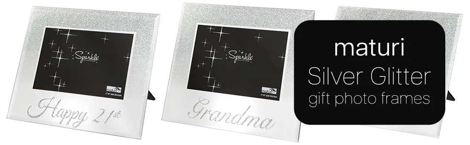 Maturi Silver Glitter Photo Frame Mirrored 6 x 4 Inch Mr & Mrs Wedding Gift - glitter cover