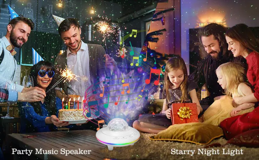 Mycket Star Projector Galaxy Projector Light LED Night Light Lamp Night Light Projector with Remote 360 Rotating Sleep Soothing Colors Changing Music Bluetooth Speaker Timer for Kids(White) - starry night light