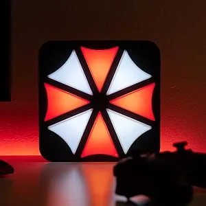 Numskull Resident Evil Umbrella Corp 3D Lamp Wall Light Plastic- Ambient Lighting Gaming Accessory for Bedroom Home Study Office Work - Official Capcom Merchandise 3D Resident Evil - lamp