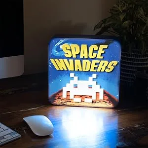 Numskull Space Invaders 3D Lamp Wall Light - Ambient Lighting Gaming Accessory for Bedroom Home Study Office Work - Official Space Invaders Merchandise 3D Space Invaders - lamp