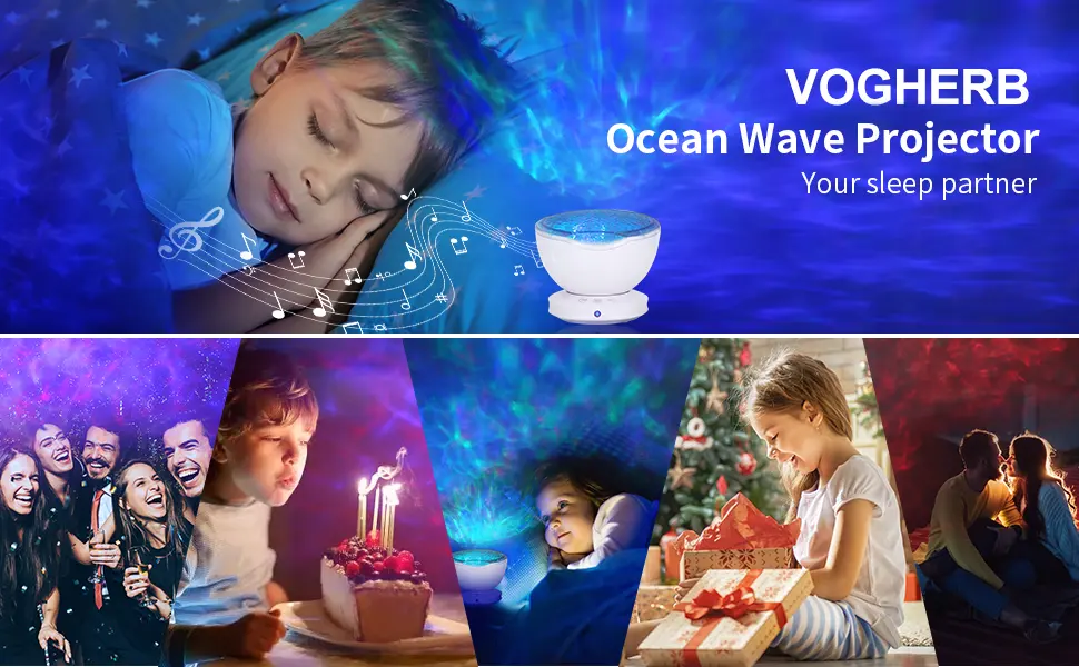 Ocean Wave Projector 8 Lighting Modes Skylight Projector with 6 Sleep Aids Remote Control LED Projection Lamp Timing Function Room Projector Suitable for Children Bedroom Living Room Decoration White - product information 13