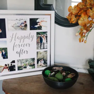 Pearhead Happily Ever After Collage Keepsake Wedding Photo Frame Wood Silver For Mr. And Mrs. Happily Ever After Collage Frame - wedding collage frame
