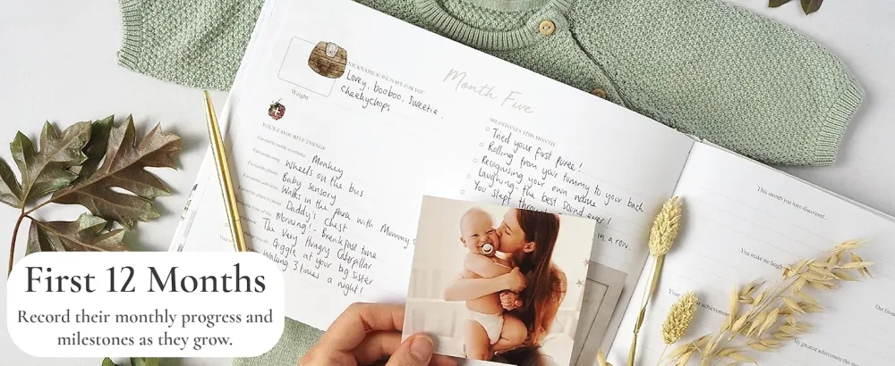 Pregnancy Journal and Memory Book Gift Pregnancy Diary for Expecting New Mums - Includes Calendar Scrapbook Checklist and Organiser (Forest) - first 12 months