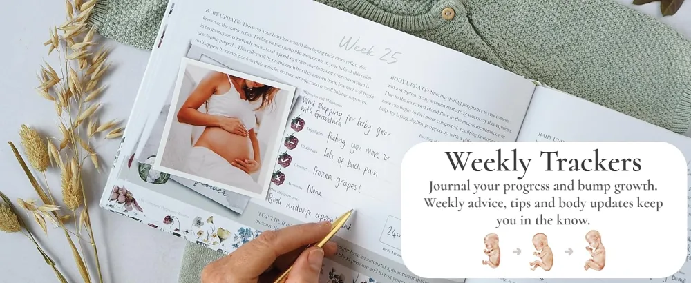 Pregnancy Journal and Memory Book Gift Pregnancy Diary for Expecting New Mums - Includes Calendar Scrapbook Checklist and Organiser (Forest) - Weekly tracker