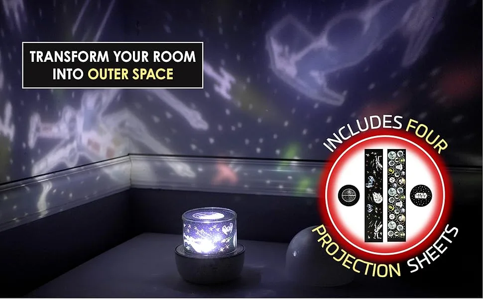Projection Light - Star Wars Interchangeable Scenes Project a Star Wars World Night Light and Decoration for Walls and Ceiling - Transform Your Room into Outer Space