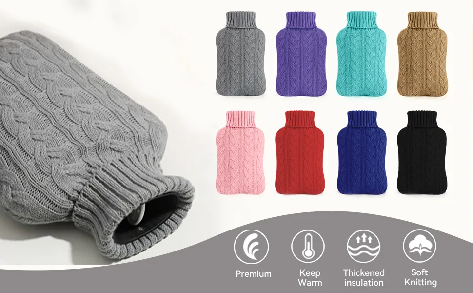 samply 2L Hot Water Bottle with Knited Cover Khaki 2L Khaki - colors