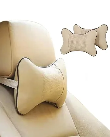 XSQD 2pcs Car Headrest Pillows Cushions Memory Foam Seat Neck Support'' Comfortable Soft Universal Rest Cushion for Auto Driving white Offwhite - XSQD