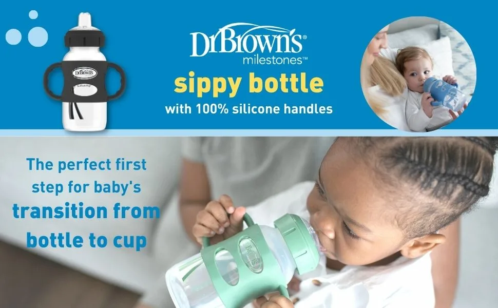 Dr. Brown s Milestones Sippy Bottle with Handles Green Khaki Green - sippy bottle 1