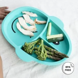 Matchstick Monkey Baby Weaning Monkey Section Plate 3 Split Section Antimicrobial Protection Anti Slip Durable Silicone BPA Free 12 Months Old and Plus Green 3-Section Monkey Plate Green 3-section Plate - GSP4