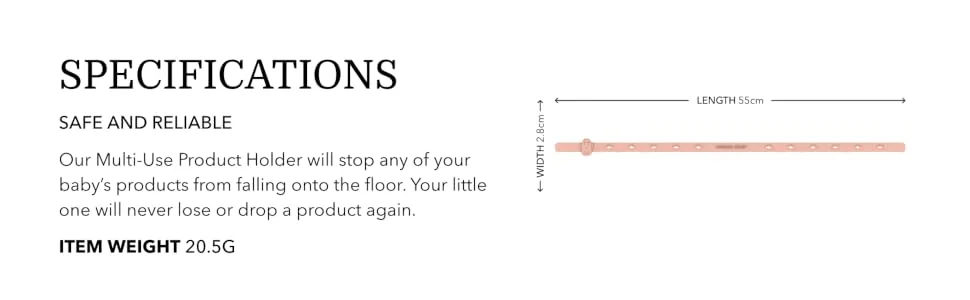 Matchstick Monkey Antimicrobial Silicone Multi-Use Product Holder Strap for Teether Bottle and More in Stroller Car and Highchair 3 Months Old+ 55 cm Dusty Pink 1 Multi-Use Product Holder Dusty Pink - Matchstick Monkey Multi-Use Product Holder