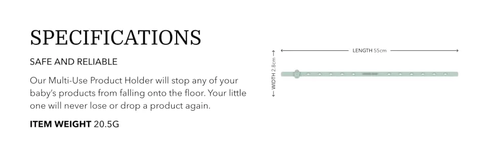 Matchstick Monkey Antimicrobial Silicone Multi-Use Product Holder Strap for Teether Bottle and More in Stroller Car and Highchair 3 Months Old+ 55 cm Mint Green 1 Multi-Use Product Holder Mint Green - Matchstick Monkey Multi-Use Product Holder