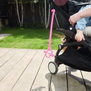 Matchstick Monkey Antimicrobial Silicone Multi-Use Product Holder Strap for Teether Bottle and more in Stroller Car and Highchair 3 Months Old+ 55 cm Pink 1 Multi-Use Product Holder Pink - Matchstick Monkey Multi-Use Product Holder