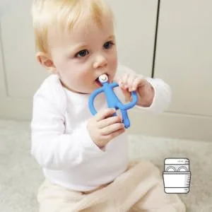Matchstick Monkey Antimicrobial Silicone Teether & Gel Applicator Easy To Grip BPA Free 3 Months Old+ 11 cm Blue Monkey Blue Monkey 3 Months Old+ 1 Monkey Teether - MTB3