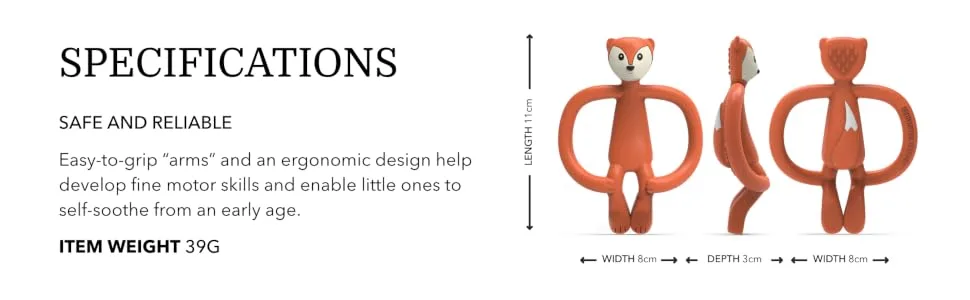 Matchstick Monkey Antimicrobial Silicone Teether & Gel Applicator Easy To Grip BPA Free 3 Months Old+ 11 cm Fudge Fox Fudge Fox 3 Months Old+ 1 Animal Teether - FFT6