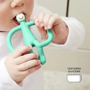 Matchstick Monkey Antimicrobial Silicone Teether & Gel Applicator Easy To Grip BPA Free 3 Months Old+ 11 cm Green Monkey Green Monkey 3 Months Old+ 1 Monkey Teether - MTGS4