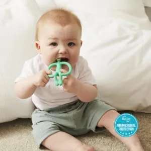 Matchstick Monkey Antimicrobial Silicone Teether & Gel Applicator Easy To Grip BPA Free 3 Months Old+ 11 cm Green Monkey Green Monkey 3 Months Old+ 1 Monkey Teether - MTGS5