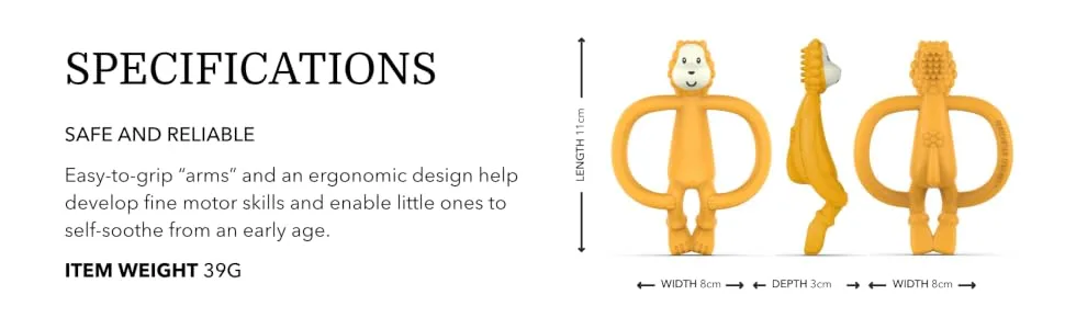 Matchstick Monkey Antimicrobial Silicone Teether & Gel Applicator Easy To Grip BPA Free 3 Months Old+ 11 cm Ludo Lion Ludo Lion 3 Months Old+ 1 Animal Teether - LLT6
