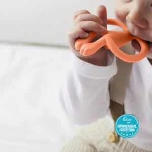 Matchstick Monkey Antimicrobial Silicone Teether & Gel Applicator Easy To Grip BPA Free 3 Months Old+ 11 cm Orange Monkey Orange Monkey 3 Months Old+ 1 Monkey Teether - MTO5