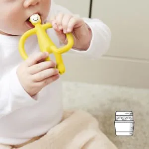 Matchstick Monkey Antimicrobial Silicone Teether & Gel Applicator Easy To Grip BPA Free 3 Months Old+ 11 cm Yellow Monkey Yellow Monkey 3 Months Old+ 1 Monkey Teether - MTY3