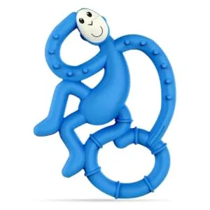 Matchstick Monkey Antimicrobial Silicone Teether Easy To Grip BPA Free 3 Months Old+ 10 cm Blue Mini Monkey Blue Monkey 3 Months Old+ 1 Mini Monkey Teether - BMM2