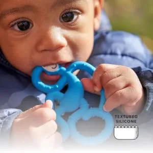 Matchstick Monkey Antimicrobial Silicone Teether Easy To Grip BPA Free 3 Months Old+ 10 cm Blue Mini Monkey Blue Monkey 3 Months Old+ 1 Mini Monkey Teether - BMM4