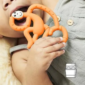 Matchstick Monkey Antimicrobial Silicone Teether Easy To Grip BPA Free 3 Months Old+ 10 cm Orange Mini Monkey Orange Monkey 3 Months Old+ 1 Mini Monkey Teether - MMTO3