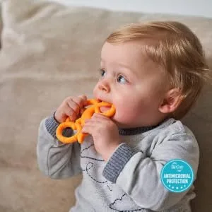 Matchstick Monkey Antimicrobial Silicone Teether Easy To Grip BPA Free 3 Months Old+ 10 cm Orange Mini Monkey Orange Monkey 3 Months Old+ 1 Mini Monkey Teether - MMTO5