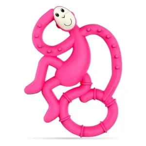 Matchstick Monkey Antimicrobial Silicone Teether Easy To Grip BPA Free 3 Months Old+ 10 cm Pink Mini Monkey Pink Monkey 3 Months Old+ 1 Mini Monkey Teether - MMTP2
