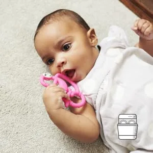Matchstick Monkey Antimicrobial Silicone Teether Easy To Grip BPA Free 3 Months Old+ 10 cm Pink Mini Monkey Pink Monkey 3 Months Old+ 1 Mini Monkey Teether - MMTP3